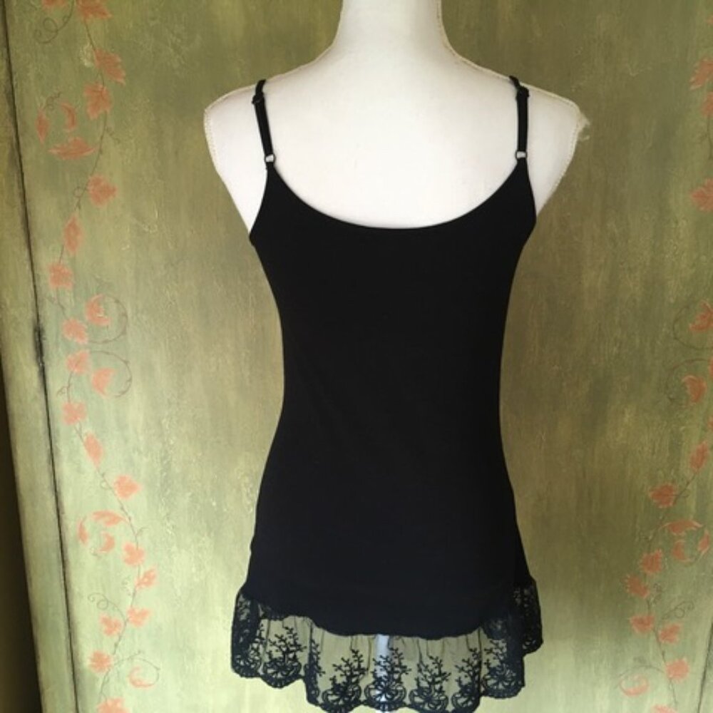 Black Camisole/Tank with Lace Trim by Tricotto Size S